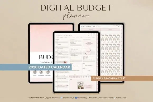 Minimal Budget Planner, Digital Planner | 552 Pages | Budgeting & Finance | for Hyperlinked GoodNotes, Notability, and iPad | Daily, Weekly & Monthly Organizer