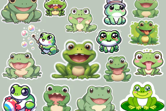 Cute Frog Digital Stickers Bundle for GoodNotes, Notability, Digital Planners, Journals, Scrapbooking, Printable Crafts, and Creative Note-Taking
