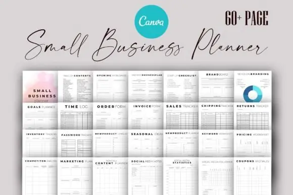 Editable Small Business Planner Canva Template | Business Startup, Marketing, Finance, Inventory, Social Media & Productivity Printable Planner Bundle