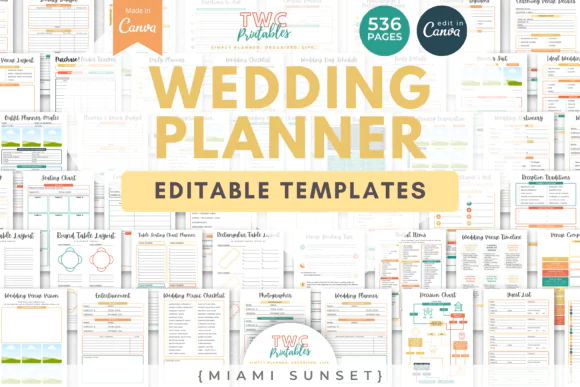 Wedding Planner Canva Templates Bundle, Editable Wedding Binder Organizer, Bridal Planning Workbook, Budget Guest List Seating Chart, Honeymoon and Bridal Shower Planner