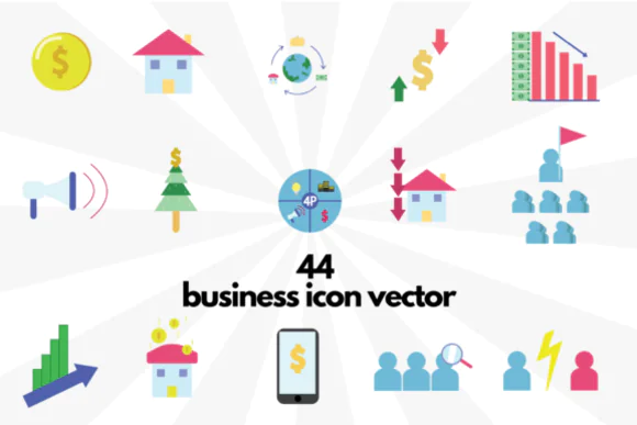 Company Business Icons Vector Pack – 44 Editable Office and Corporate Icons for Planner Stickers, Flyers, Calendars, Notebooks, Scrapbooking, Printables and Business Design