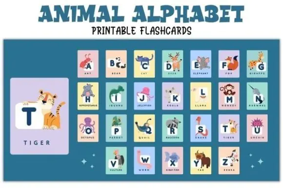 Animal Alphabet Printable Flashcards | A-Z ABC Animal Learning Cards with Uppercase and Lowercase Letters for Preschool, Kindergarten, Homeschool & Early Literacy Activities