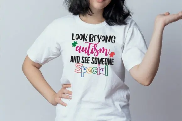 Typography Autism T Shirt Design Vector PNG SVG EPS – Awareness Quote Graphic for Print on Demand, Sublimation, Cards, Pillows, Bags, Mug Stickers and Custom Merch