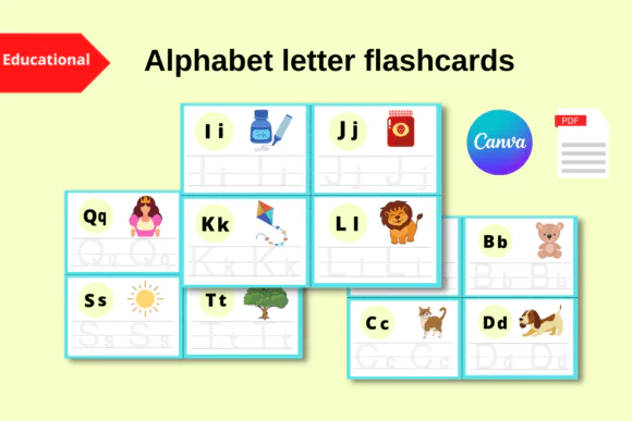 Alphabet Letters Flashcards | Printable A-Z Letter Learning Cards for Kids, Preschool, Kindergarten, Homeschool, Classroom Literacy & Penmanship Practice