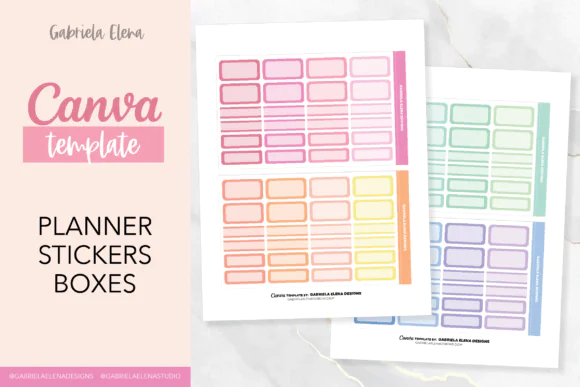 Canva Editable Planner Stickers Boxes Template, Printable Planner Box Stickers, Cricut Silhouette Cut Files, Functional Sticker Sheet, Editable Canva Stickers