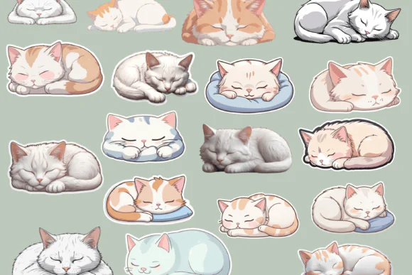 Sleeping Cat Stickers Digital Stickers Bundle – Cute Cat-Themed Planner Stickers, Shapes, and Icons for GoodNotes, Notability, iPad Note-Taking, Journaling, Studying, Printables, and Cozy Creative Org