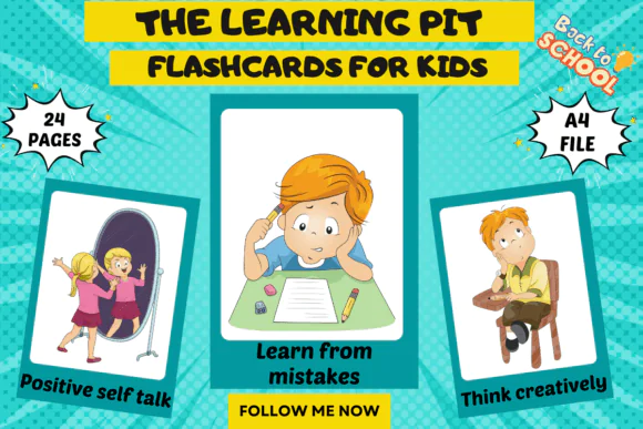 The Learning Pit Flashcards | Printable Classroom Growth Mindset Poster and Reflection Cards for Kids, Teachers, Homeschool, SEL & Learning Journey Activities