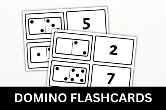 Domino Printable Flashcards | 25 Number Learning Cards for Kids, Preschool, Kindergarten, Homeschool, Classroom Math Activities & Early Counting Practice