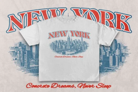 New York Vintage Retro T-Shirt Design PSD PNG | Classic NYC Graphic for Merchandise, Hoodies, Sweaters, Tote Bags, Stickers & Print Projects