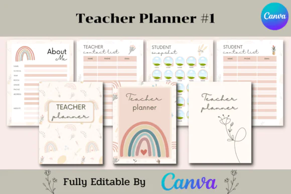 Teacher Planner Canva Template, Editable Teacher Organizer, Lesson Plan Printable, Classroom Management Planner, Attendance Tracker, Weekly and Daily Teaching Planner
