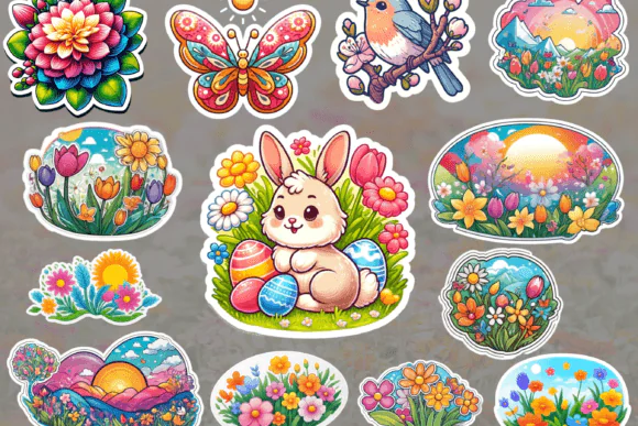 Spring Digital Stickers Bundle for GoodNotes, Notability, Digital Planners, Journals, Scrapbooking, and Printable Creative Projects