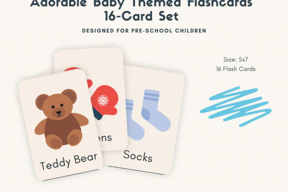 Adorable Baby Themed Flashcards | 16 Printable Baby Essentials Learning Cards for Toddlers, Daycare, Nursery, Early Learning, Vocabulary & Cognitive Development