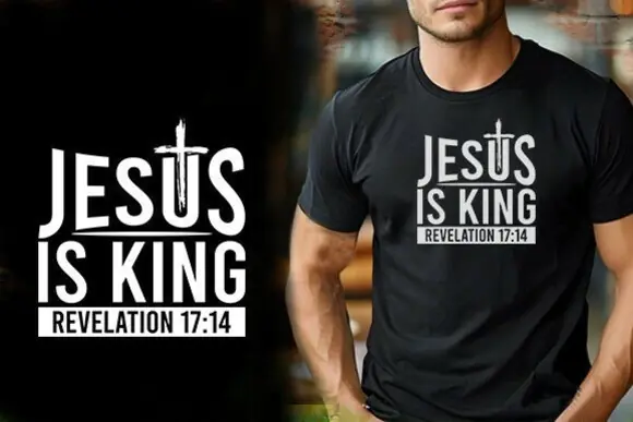 Jesus Is King Revelation T Shirt Design PNG SVG EPS JPG – Christian Faith Typography Graphic for Print on Demand, Apparel, Stickers, Posters, Church Events and Inspirational Merch