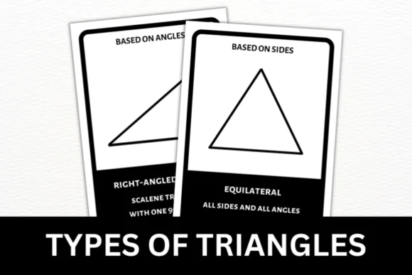 Types of Triangles Flashcards + Posters | Printable Geometry Learning Cards and Classroom Posters for Kids, Homeschool, Math Centers & Triangle Classification Practice