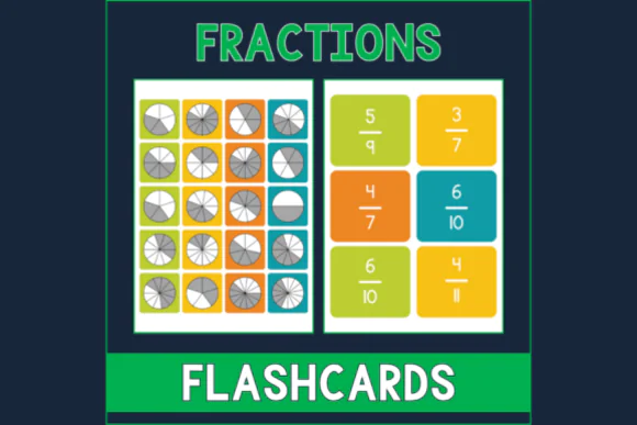 Fractions Printable Flashcards | Printable Fraction Learning Cards for Kids, Homeschool, Classroom Math Activities, Warm-Ups & Early Fraction Practice