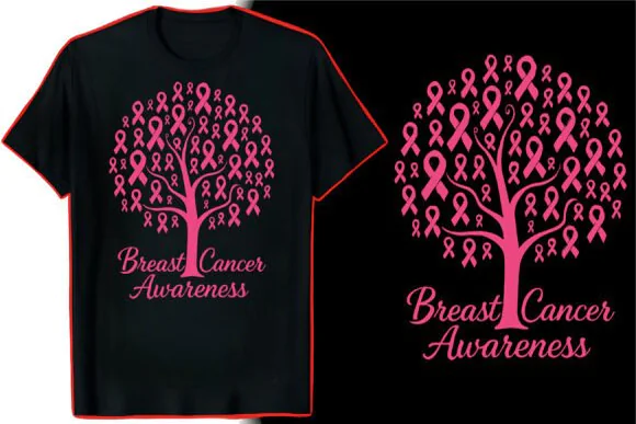 Breast Cancer Awareness T-Shirt Design SVG PNG DXF PDF EPS | Pink Ribbon Support Graphic for Fundrai