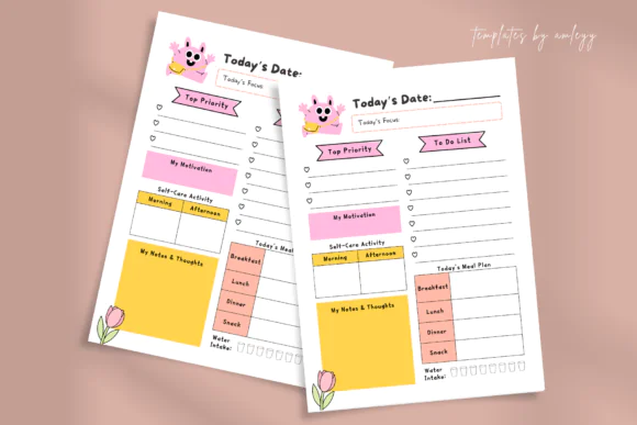 Cute Aesthetic Daily Planner Canva Template, Editable Kawaii Pastel Daily Schedule, Printable Productivity Planner Page, Digital Journal Insert, Daily Routine Organizer