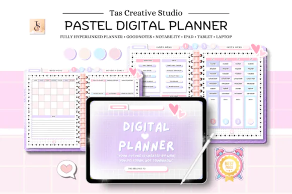 ADHD Undated Digital Planner for GoodNotes | Hyperlinked Horizontal Daily Weekly Monthly Planner with Self-Care, Meal, Health, Finance & Productivity Pages