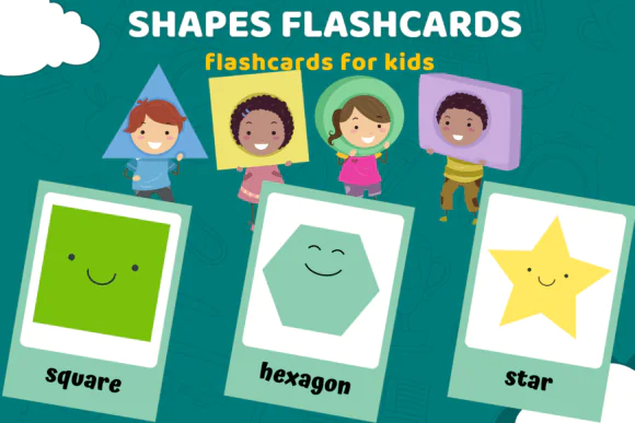 Shapes Flashcards for Kids Printable | English Shapes Vocabulary Learning Cards, Preschool Classroom Activity, Homeschool Educational Flashcard Set