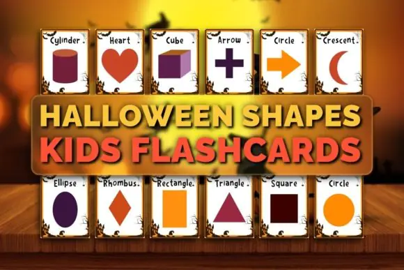 Halloween Shapes Kids Flashcards | Printable Shape Learning Cards for Preschool, Kindergarten, Homeschool, Classroom Math Activities & Halloween-Themed Early Geometry Practice