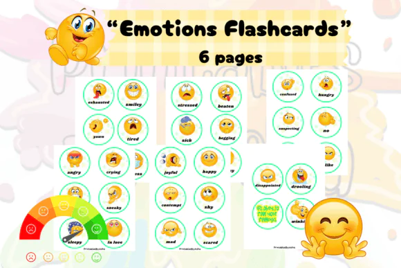 Emotions Flashcards Printable for Kids – Feelings Recognition Cards for Social Emotional Learning, Preschool and Kindergarten SEL Activity Set for Classroom, Homeschool, Therapy and Special Education