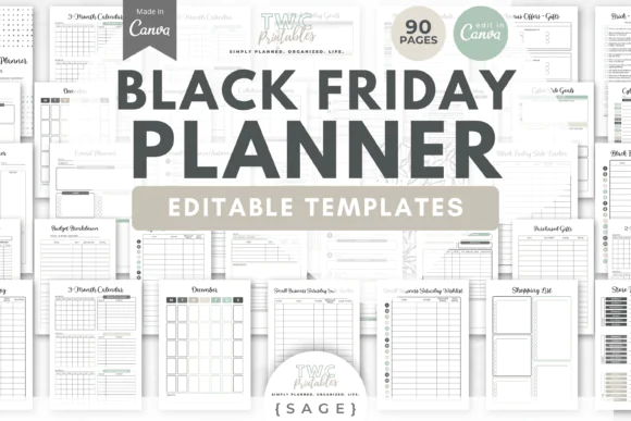 Black Friday Planner Canva Templates, Editable Sales Event Planner, Cyber Monday Business Planner, Small Business Saturday Tracker, Holiday Promotion Planner, Shopping Budget Planner, A4 & US Letter P