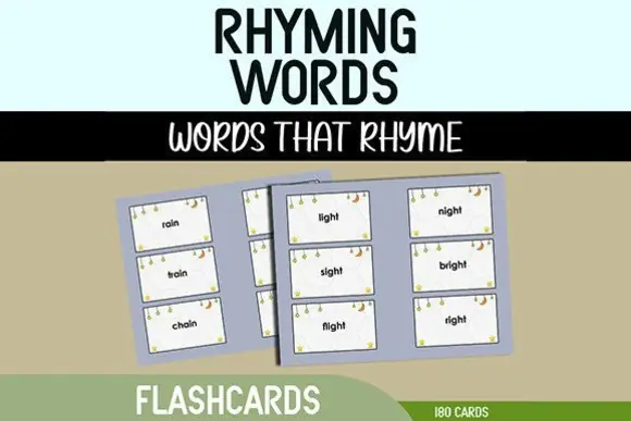 Rhyming Words Flashcards | Printable Phonemic Awareness and Literacy Cards for Kids, Preschool, Kindergarten, Homeschool, Classroom & Early Reading Activities