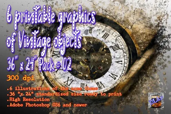 6 Printable Vintage Object Graphics 02 – Elegant Vintage Printable Wall Art JPG Bundle for Home Decor, Office Decor, Invitations, Cards, Banners, Social Media, and Classic Decorative Design Projects