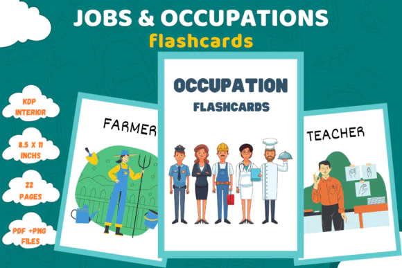 Jobs & Occupations Flashcards | Printable Career Vocabulary Cards for Kids, Preschool, Kindergarten, Homeschool, ESL, Classroom Learning & Community Helper Activities