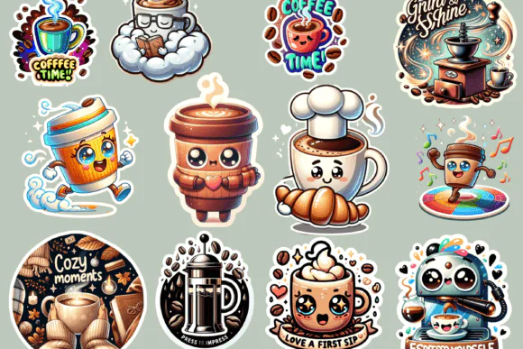 Coffee Stickers Digital Stickers Bundle – Cute Coffee-Themed Digital Planner Stickers, Shapes, and Icons for GoodNotes, Notability, iPad Note-Taking, Journaling, Studying, Printables, and Creative Org