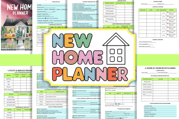 New Home Planner Canva Template | 120-Page Moving Organizer, Budget Tracker, Room Setup, Renovation, Utility & Home Maintenance Planner
