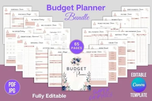 Budget Planner Bundle Canva Template, Editable Finance Planner, Monthly Budget Tracker, Bill Payment Organizer, Savings Planner, Debt Payoff Printable