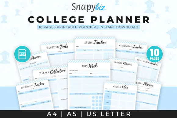 College Planner Printable Canva Template, Student Academic Planner, Semester Goal Tracker, Study Tracker, Assignment Tracker, Project Planner, Essay Planner, Weekly Reflection, A4 Printable PDF Studen