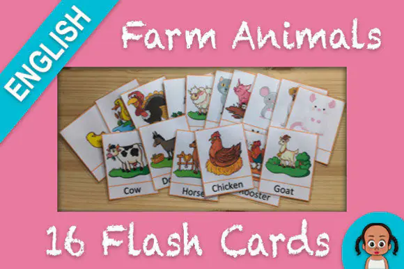 Farm Animals Flash Cards | Printable Farm Animal Learning Cards for Kids, Preschool, Kindergarten, Homeschool, Classroom Vocabulary & Early Recognition Activities
