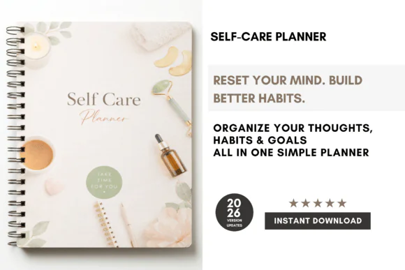 Daily Self-Care Planner Canva Template, Minimalist Printable Wellness Planner, Mood & Energy Tracker, Gratitude Journal, Habit Routine Planner, Hydration Sleep Tracker, Editable PDF A4 US Letter Self-