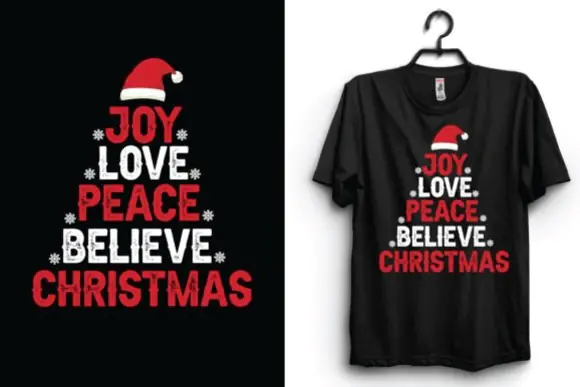Christmas T Shirt Design SVG PNG DXF EPS – Holiday Cutting File for Cricut and Silhouette, Printable Graphic for Shirts, Mugs, Posters, Greeting Cards, Totes and Festive Crafts