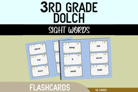 3rd Grade Dolch Sight Words Flashcards | Printable Third Grade Reading Vocabulary Cards for Homeschool, Classroom, Literacy Centers & Reading Fluency Practice