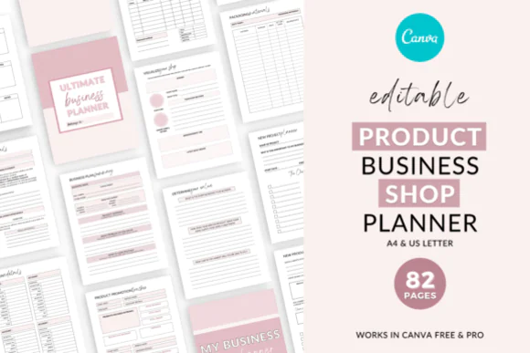 Business Planner Templates Canva, Editable Online Product Business Planner, Etsy and Shopify Seller Organizer, Marketing Finance Inventory Planner, Product Launch Workbook