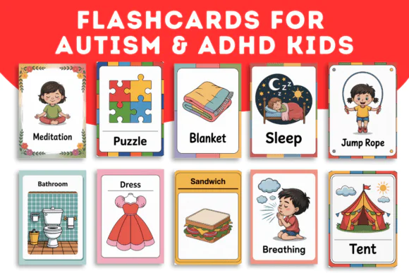 Autism & ADHD Kids Flashcards Printable PDF Canva | Focus-Friendly Learning Cards for Special Education, ABA Therapy, Homeschool & Classroom Suppor