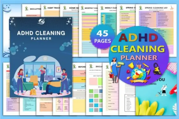 ADHD Cleaning Planner Canva Template, Editable Home Organization Planner, Declutter Challenge, Chore Chart, Cleaning Schedule, Habit Tracker, Printable Cleaning Binder