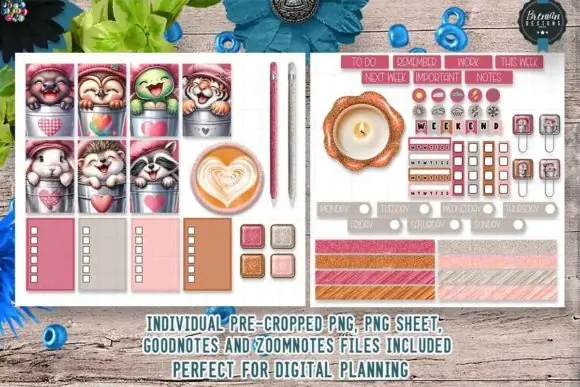 Valentine Smiles Digital Stickers Bundle for GoodNotes, ZoomNotes, Digital Planners, Love Journals, Cute Romantic Layouts, and Holiday Digital Planning