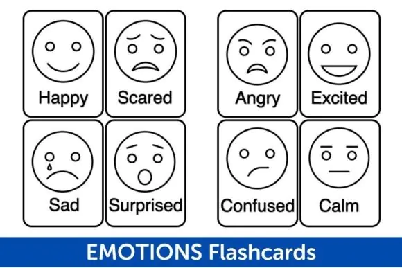 Printable Emotions Flashcards | Feelings Learning Cards for Toddlers, Preschool, Homeschool, Classroom SEL Activities, Emotional Recognition & Coloring Practice