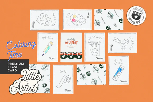 Little Artist Language Montessori Flash Cards Printable BW – Art Vocabulary Learning Cards for Kids, Black and White Educational Flashcards, Preschool Homeschool Language Activity Set