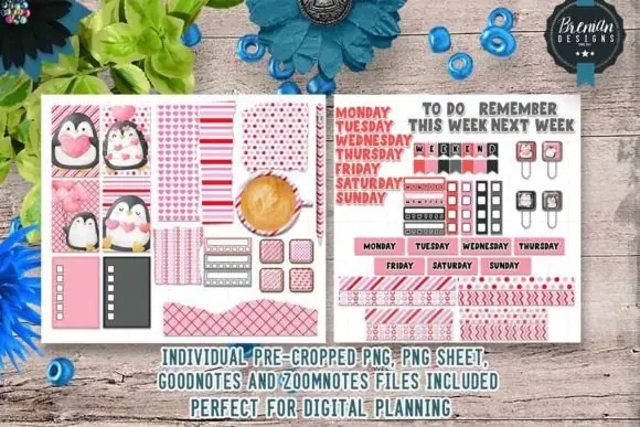 I Waddle You Digital Stickers Bundle for GoodNotes, ZoomNotes, Digital Planners, Cute Love Journals, Romantic Layouts, and Playful Everyday Digital Planning