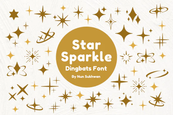 Star Sparkle Dingbat Font | Celestial Sparkle Typeface for Wedding Invitations, DIY Crafts, Decorations, Logos, Stickers, Wall Art & Magical Creative Designs