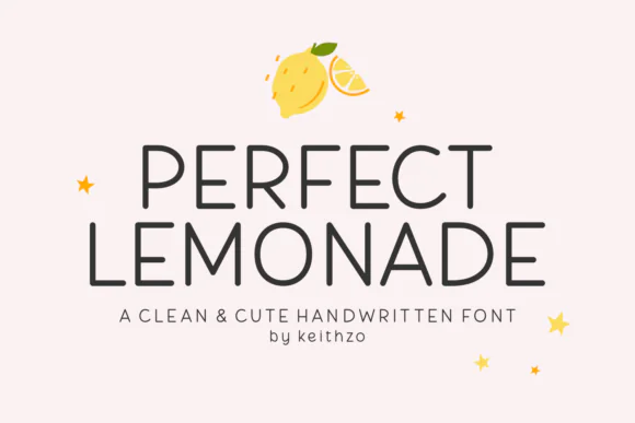 Perfect Lemonade Handwritten Font – Clean Cheerful Bubbly Typeface for Planner Pages, Sticker Packs, Greeting Cards, Journaling Designs, Digital Posts & Cute Creative Projects
