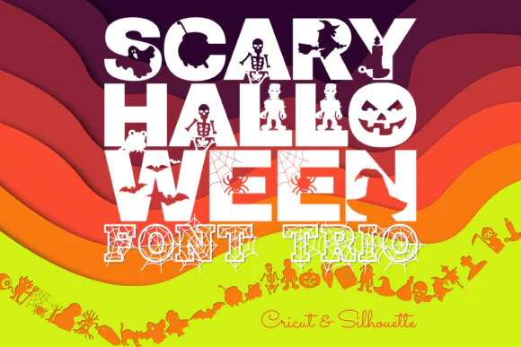 Scary Halloween Trio Font | Halloween Font Bundle with Sans Serif, Serif & Dingbats for Kids Designs, Games, Cartoons, Crafts & Spooky Projects