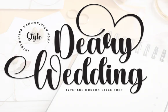 Deary Wedding Font | Delightful Handwritten Wedding Font for Greeting Cards, Branding, Invitations, Quotes, Crafts & Romantic Designs