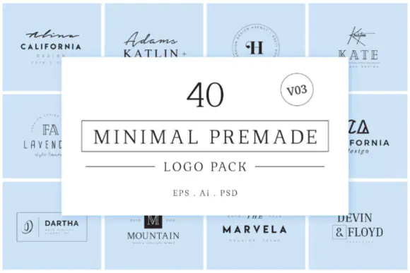 Minimal Premade Logo Bundle V03 | 40 Editable Modern Business Logo Templates AI EPS PSD | Elegant Branding Kit for Beauty, Fashion, Photography & Agencies