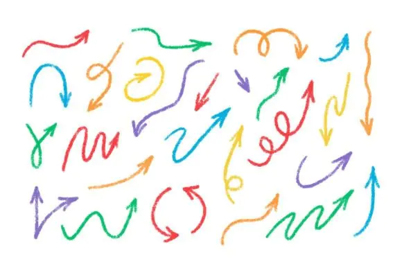 Crayon Doodle Chalk Arrow Sign Bundle SVG PNG EPS AI | Hand Drawn Sketch Arrows Clipart Set | Colorful Directional Arrow Graphics | Chalk Texture Doodle Elements for Crafts, Branding & Design